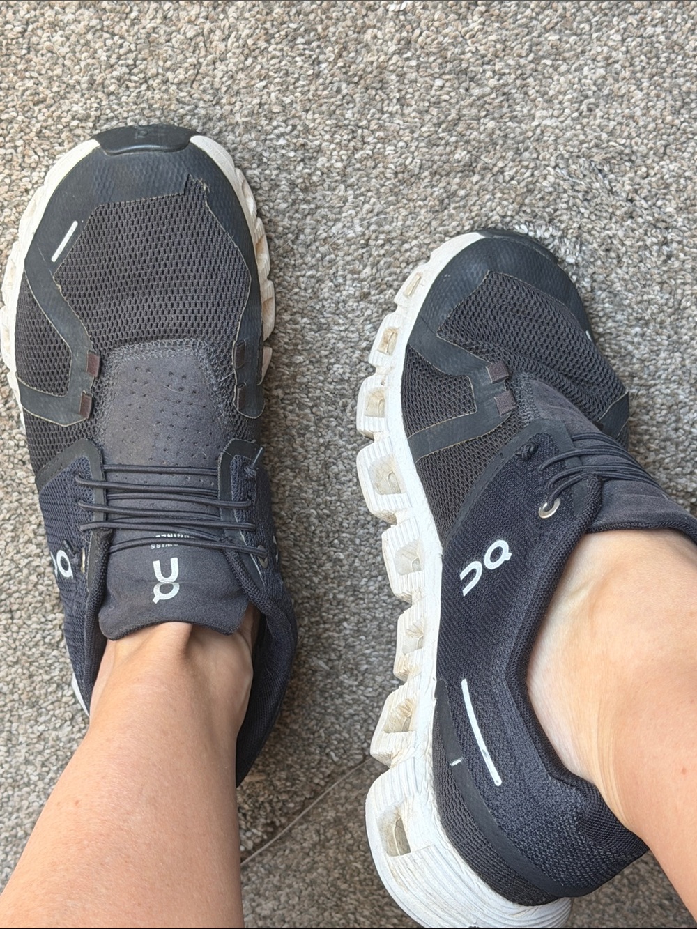 On Running Black Mesh Lace-Up Sneakers with White Midsole Accents
